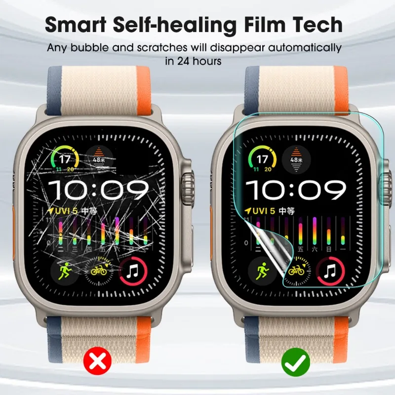 HD Transparent Screen Protector Film for Apple Watch Ultra2 Soft Hydrogel Film Protector Cover for IWatch Ultra2 41MM Not Glass image 6