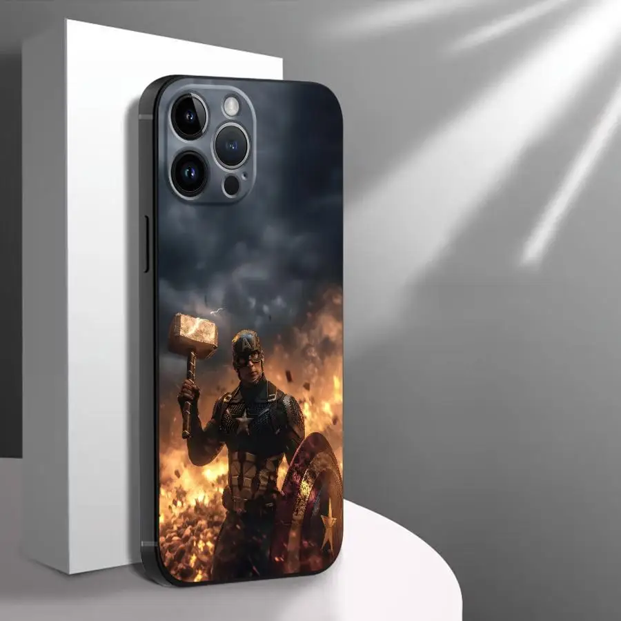 Custodia morbida nera per iPhone XR 17Air 15 16 14 Plus XS Max 13 12 11 17 Pro Max 7 8 Marvel Cool Avenger