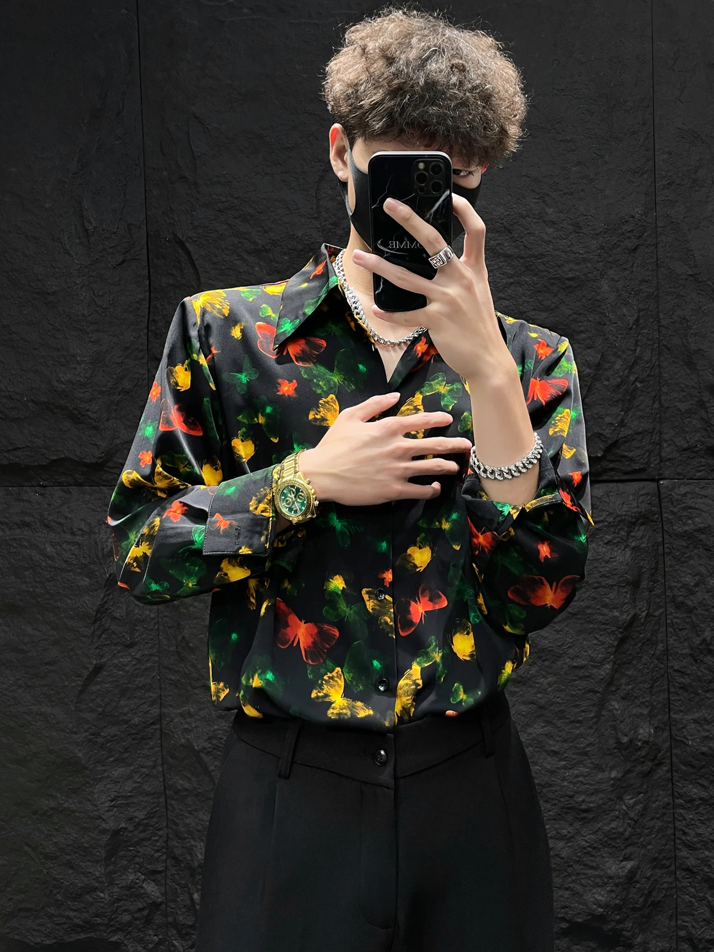 

HOMME Men's Long Sve irt Loose Fit Print Luxury Casual Faion Summer Ice Sensation No Ironing Required