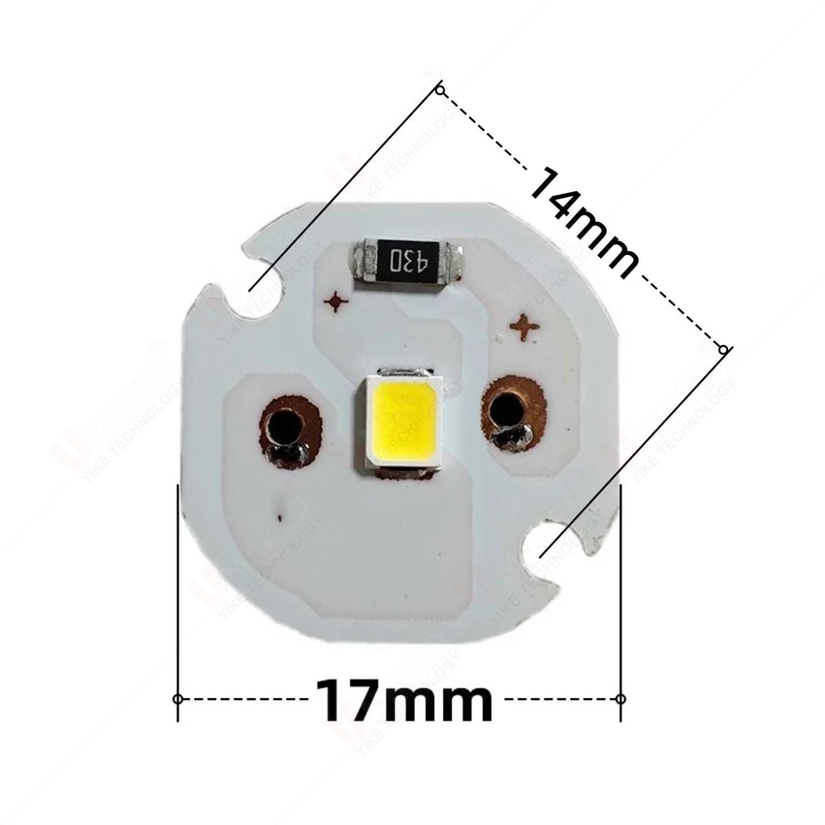 10pcs DC5V 17mm SMD Chip led bulb light, 1W 3000K Brightness table reading lamp, white color DIY flashlight desk light source