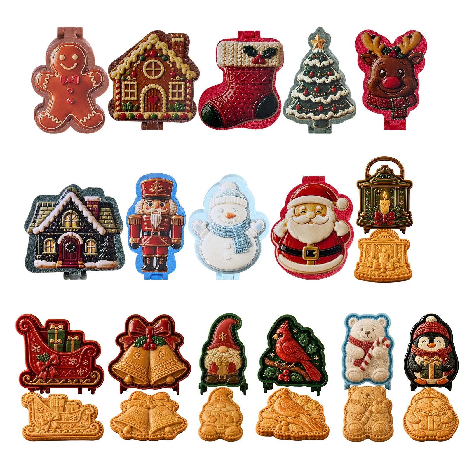 Reusable Holiday Baking Molds Christmas Mini Pie Embossed Cookie Pastry Press Gingerbread Man Santa for SNOWMAN Soldier Set