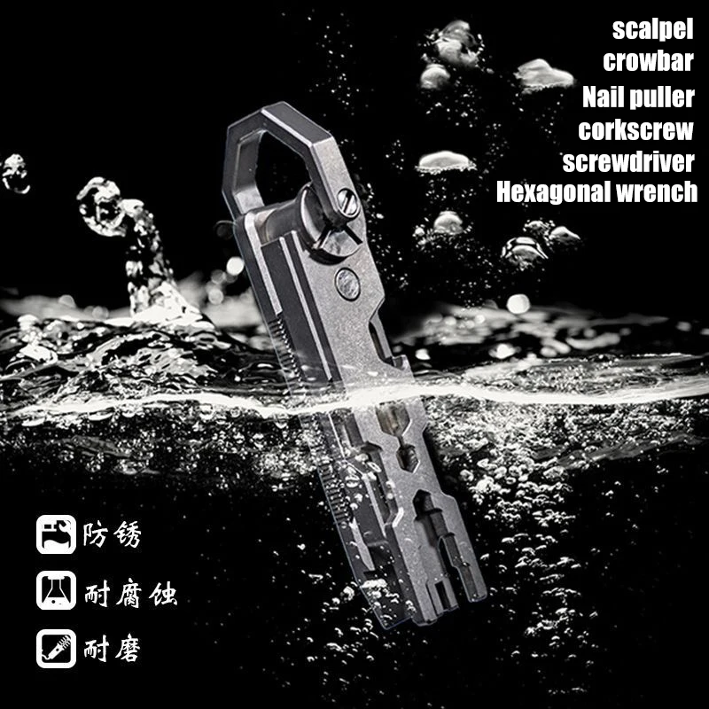 

Titanium Detachable Pry Scalpel Hand Bottle Opener Wrench Nail Puller Screwdriver Multi-function Tool Crowbar Outdoor EDC Tool