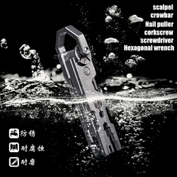 Titanium Detachable Pry Scalpel Hand Bottle Opener Wrench Nail Puller Screwdriver Multi-function Tool Crowbar Outdoor EDC Tool