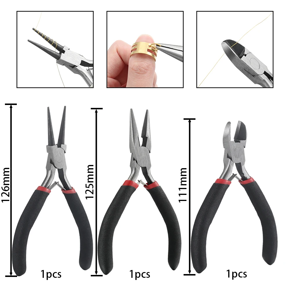 3 teile/satz Tragbare Schmuck Machen Zangen Werkzeug Nadel Runde Nase Zange Diagonal Zange für DIY Schmuck Hardware Machen Reparatur Werkzeug