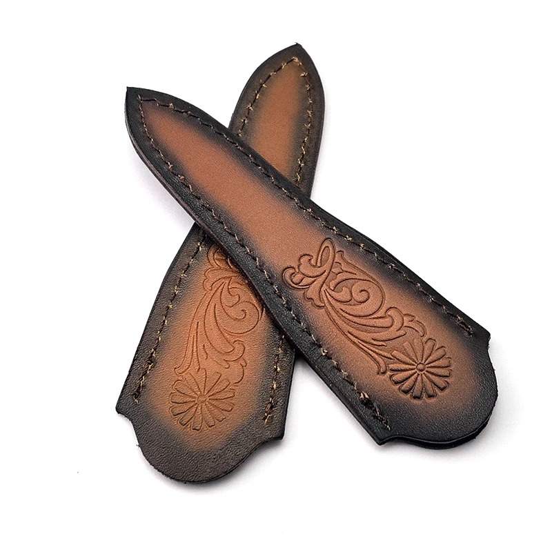 1piece Top Layrer Cowhide Handle Made Tea Knife Needles Scabbard Sheath Damascus Knives Cover Pants Holders Storage Bag、