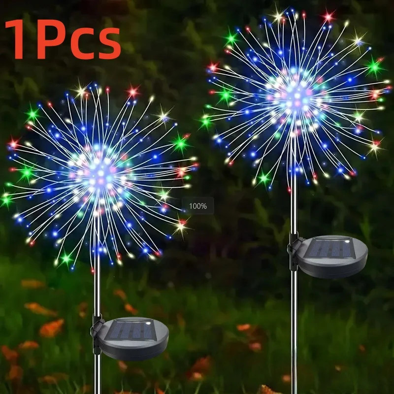 Solar-Feuerwerkslampe für Außenbereich - 8 Beleuchtungsmodi IP65 LED-Kugelform für Garten, Wege, Hochzeiten, Partys & Festdekoration