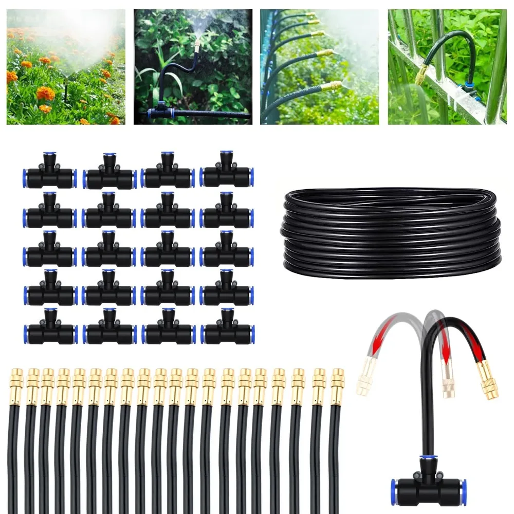 

Greenhouse drip irrigation kit automatic irrigation system 360 ° adjustable 20 brass nozzle 1/2 inch irrigation pipe