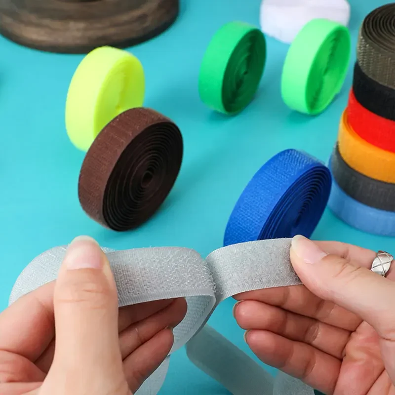 2M/Pair 20mm Colorful Sew on Hook and Loop Nylon Fabric Magic Fastener Tape Non-Adhesive Interlocking Tape for DIY Craft Supplie