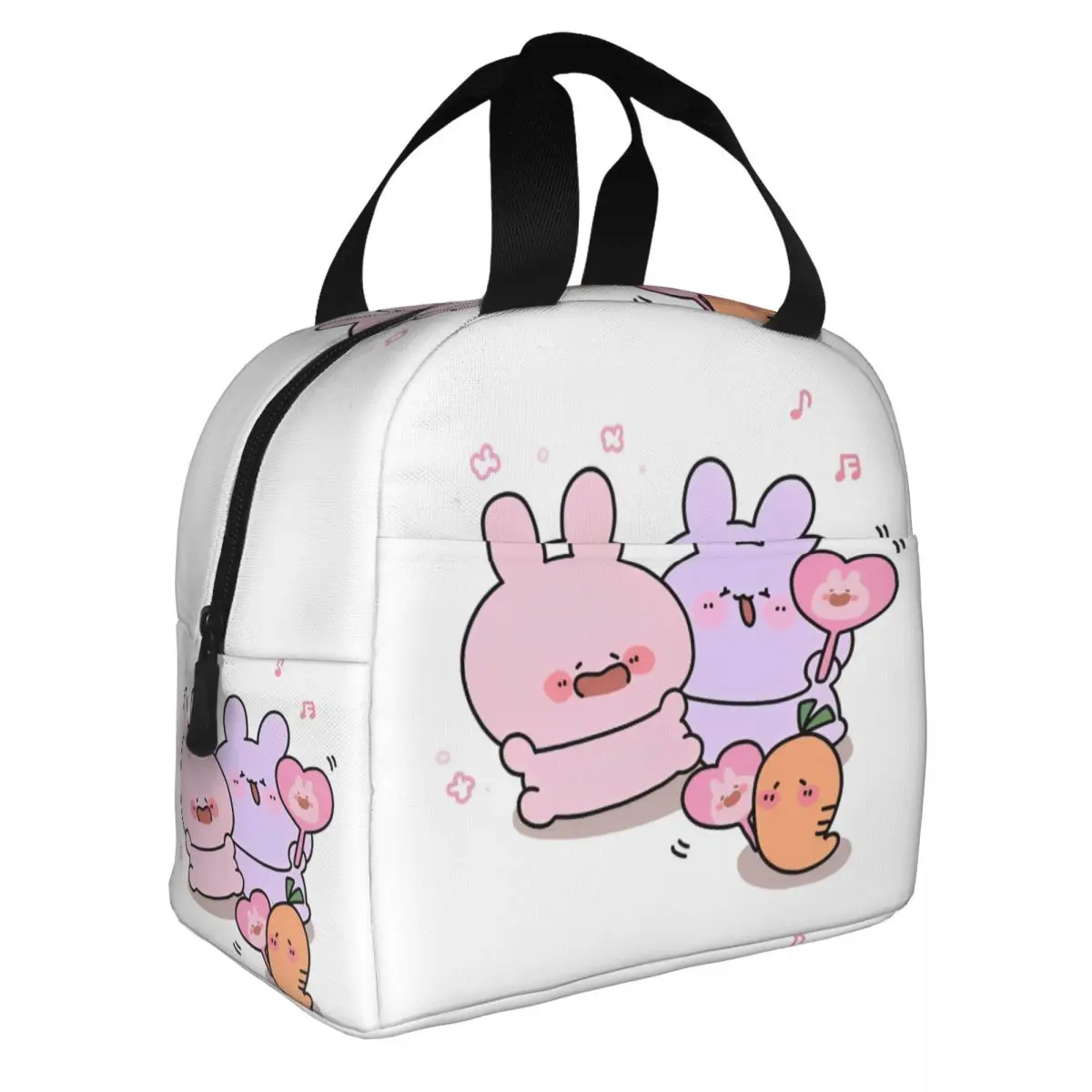 Asamimichaan Asleep Cartoon Insulated Lunch Bag Cooler Bag Reusable Kawaii Asamimi Portable Tote Lunch Box Girl Boy School