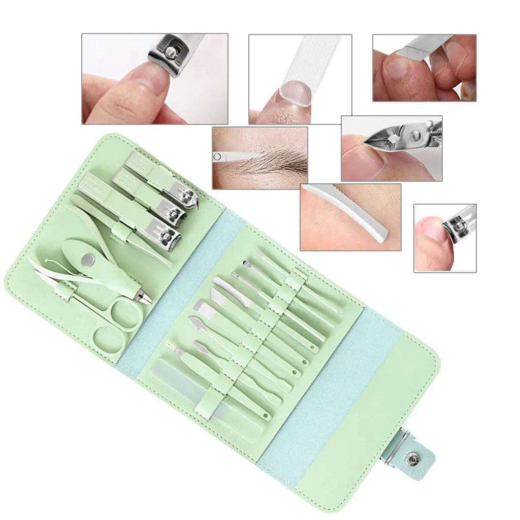 16x Manicure Set Nail Clippers Kit with Travel Case Nail Care for Travel