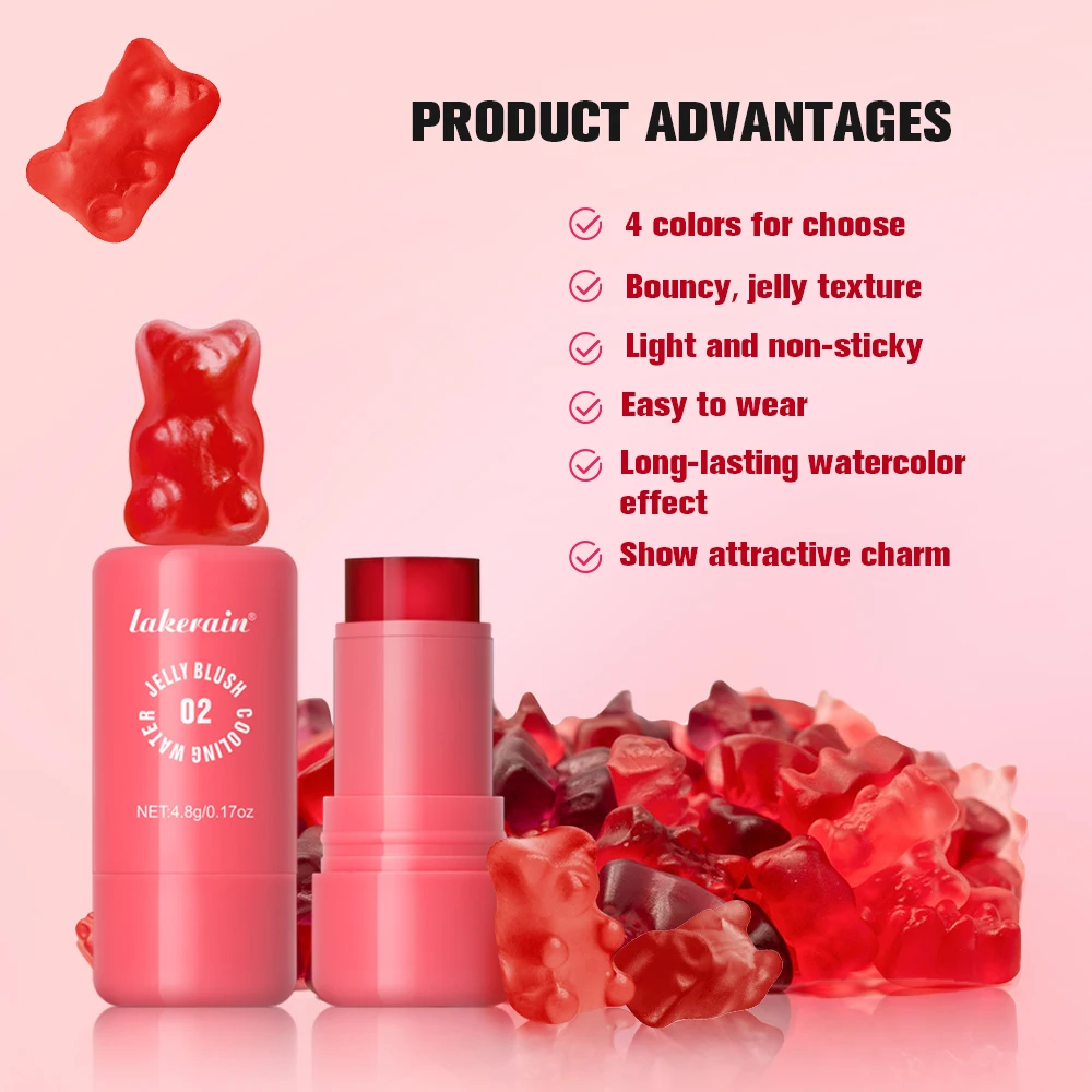 3 IN 1 Blusher Stick Long Lasting Waterproof Non-Sticky Matte Blush Eyeshadow Lip Universal Jelly Tint Stick Matte Contour Makeu