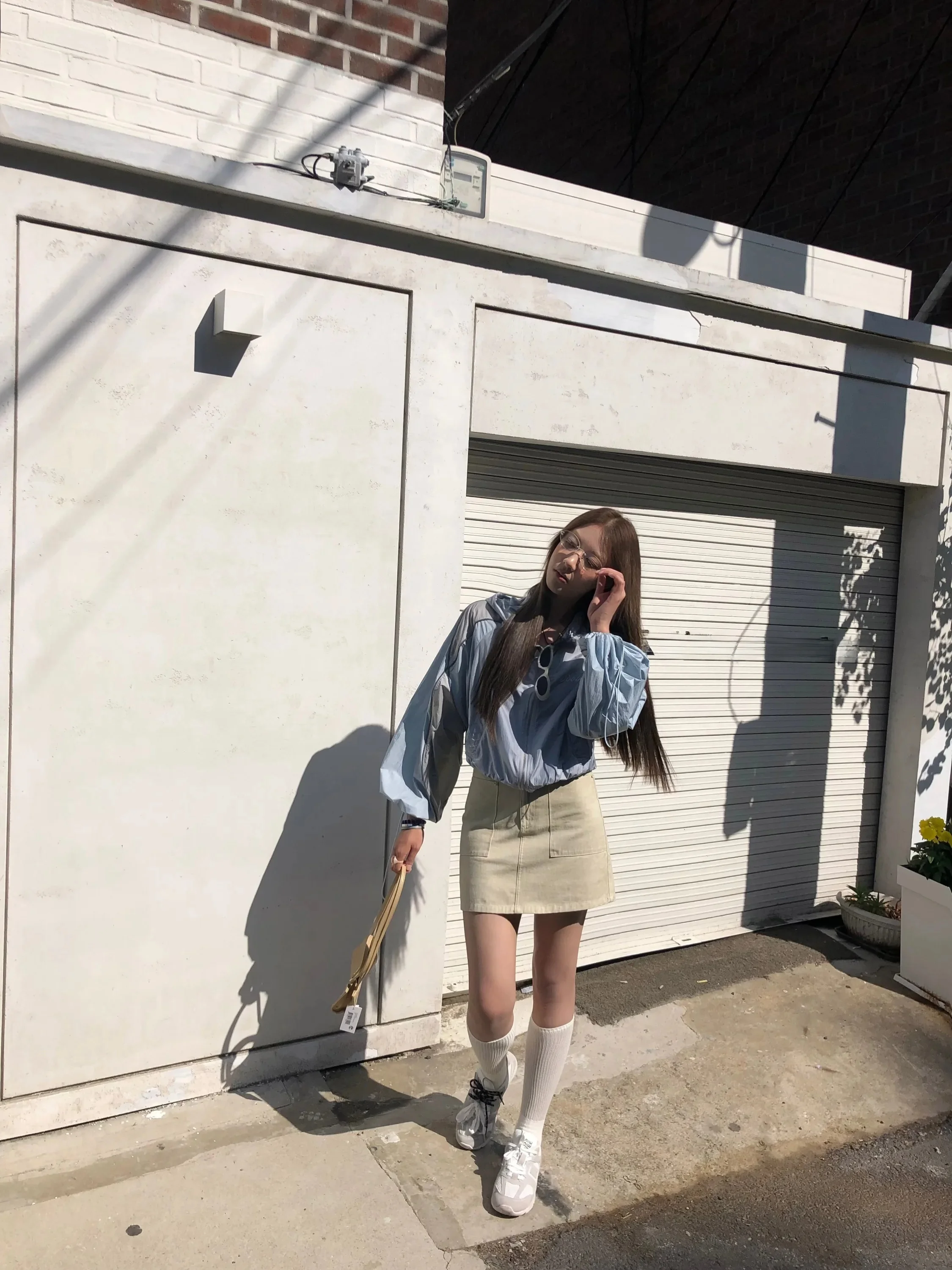 Soolrok High Waist A-Line  Skirt Daily Mixed Color Bead Casual Half-length Korean Style Young Women's Summer Skirt