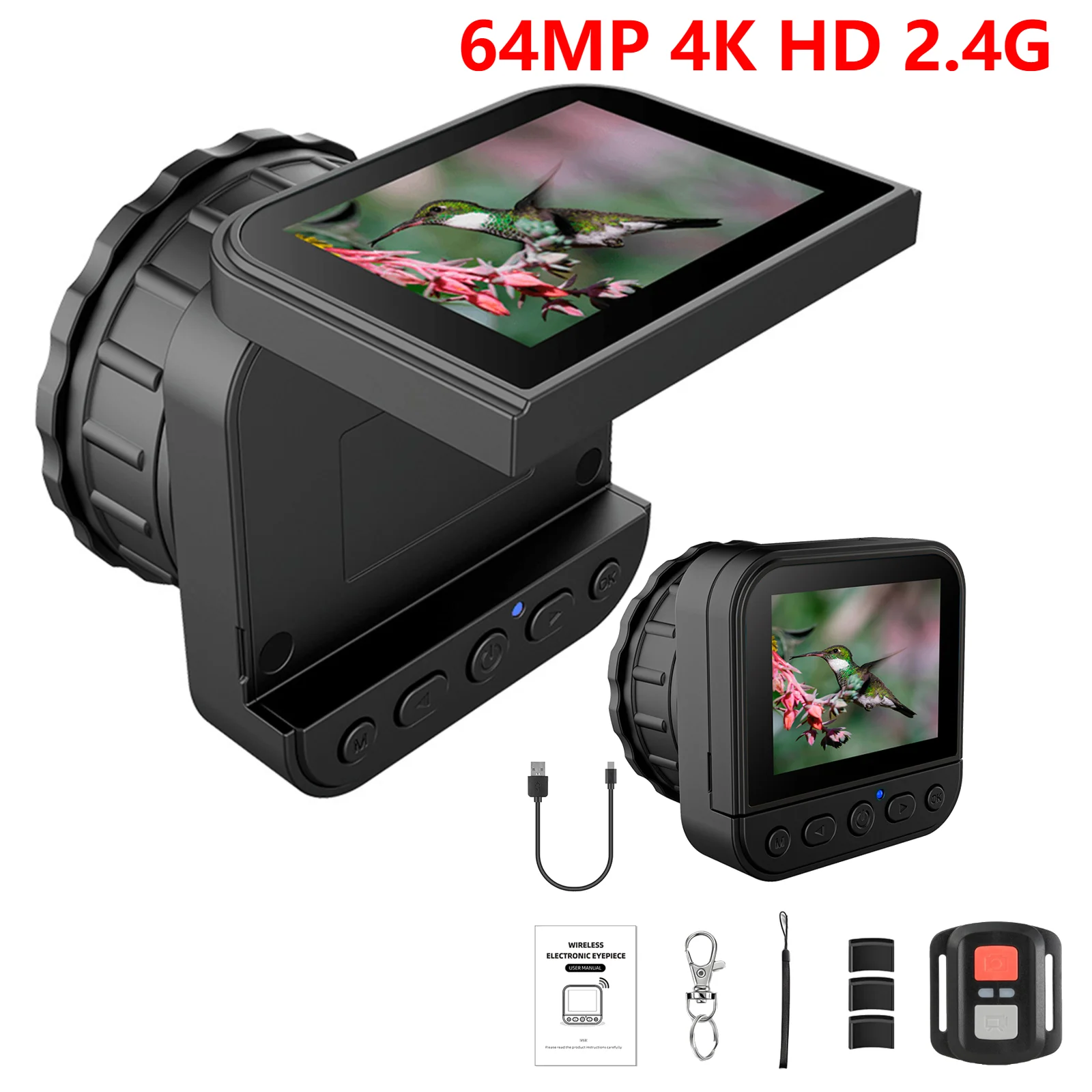 

64MP 4K HD 2.4G WIFI Universal Eyepiece Monocular Camera with Flip Screen Lightweight for Astronomical Binoculars Microscope