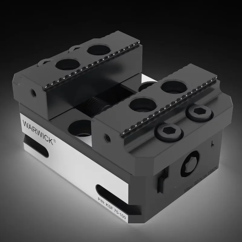 

KSF75-100 Compact Self Centering Centric Vise 60mm 3' Serrated Steel Rough Jaw for CNC 5 Axis Machining Machine Center