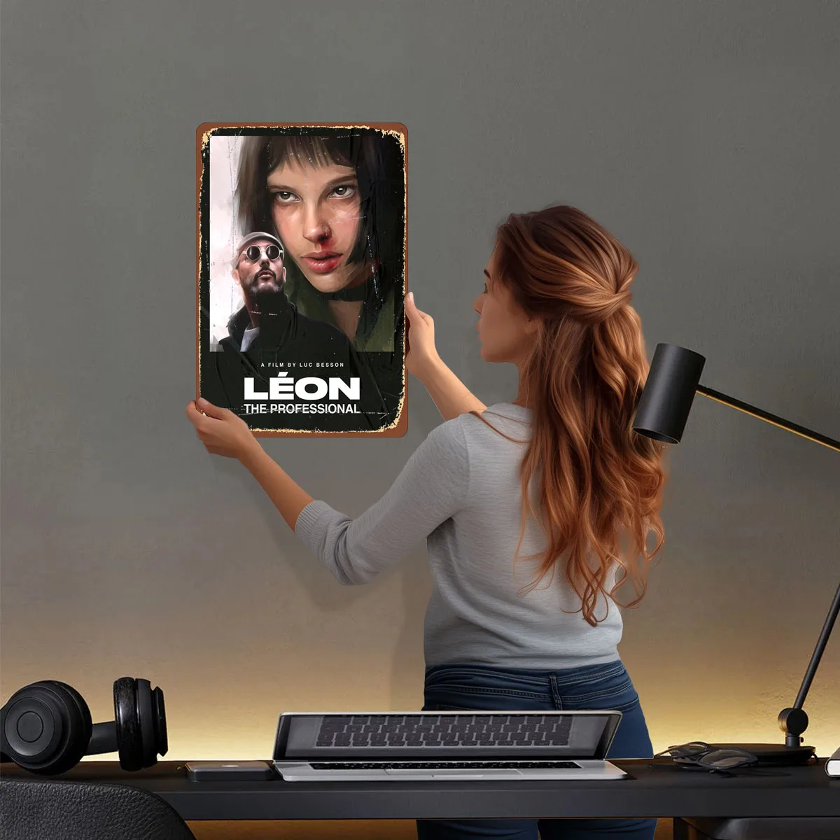 ليون المهنية المعادن تسجيل الفيلم المشارك رجل الكهف مخصص صفيح علامات ل جدار الفن الديكور ديكور لزينة الغرفة