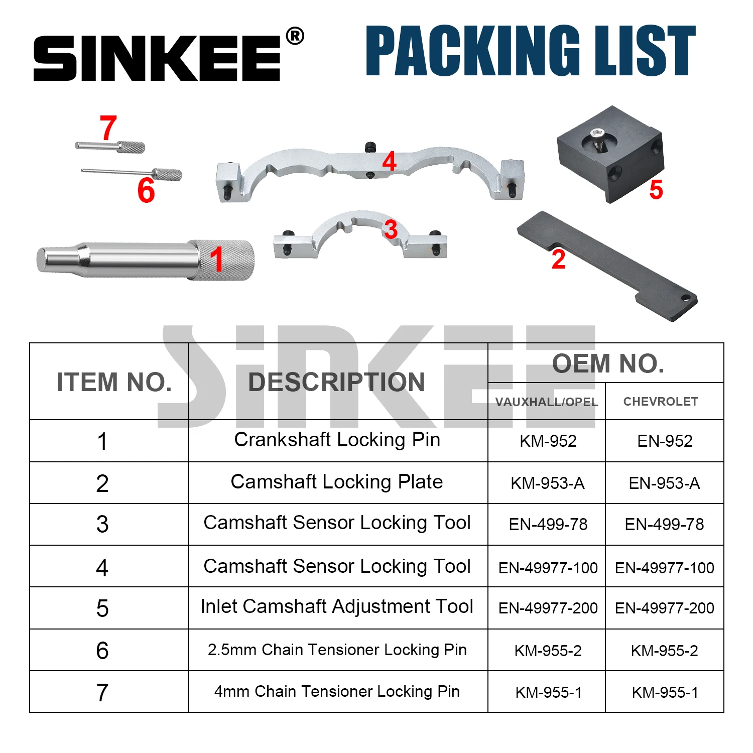 Turbo Engine Timing Locking Tools Set For Opel Vauxhall Chevrolet 1.0 1.2 1.4