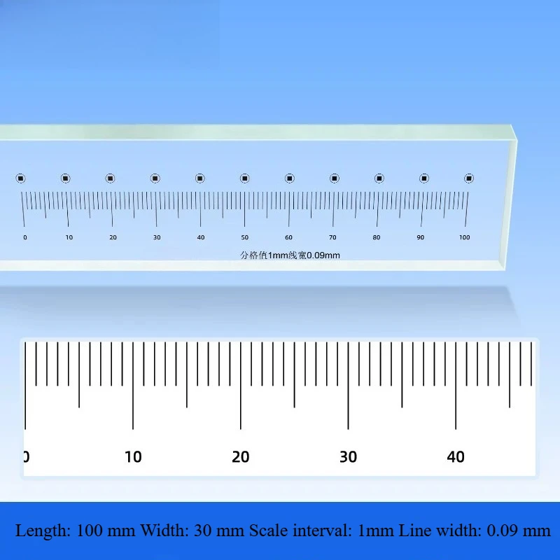 Glass Linear Scale 100–1000mm Calibration Glass Ruler Optical Positioning High Precision Transparent Accuracy 0.5μm
