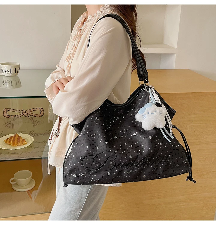 Y2k Fashion Letter Printing Pattern Shoulder Bag for Women 2026 Sweet Girls Vintage Casual Tote Bag Handbags Large Capacity Bag