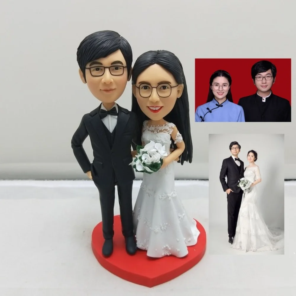 

Personalized Full Bobble Head Statue Keepsake for Him Her Couple Anniversary Handmade Clay Figurine Shelf Decor Wedding Gift