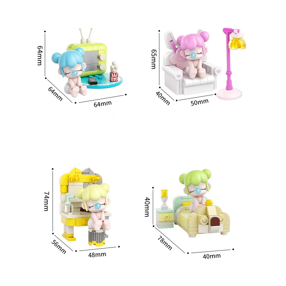 Nanci HK102 Stay Home Series اللبنات صندوق أعمى لتقوم بها بنفسك تجميع دمية لعبة هدية للفتيات