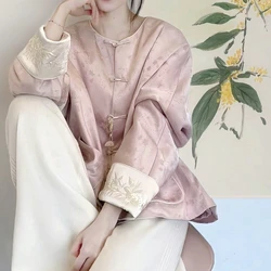 New Chinese Style Tangsuits Spring Round Neck Loose Modified Tang Suit Retro Shirt Jacket Improved Chinese Traditional Coat