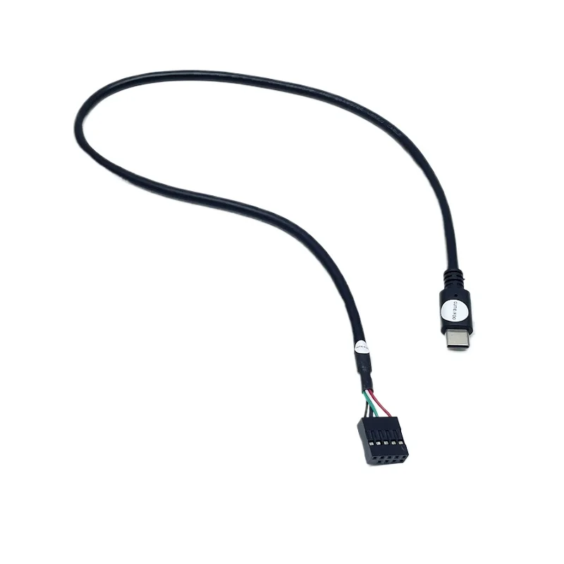 USB 2.0 DuPont 2.54mm 9pin 10pin Female To USB-C Data Extension Cable Adapter 50cm for PC Chassis Motherboard
