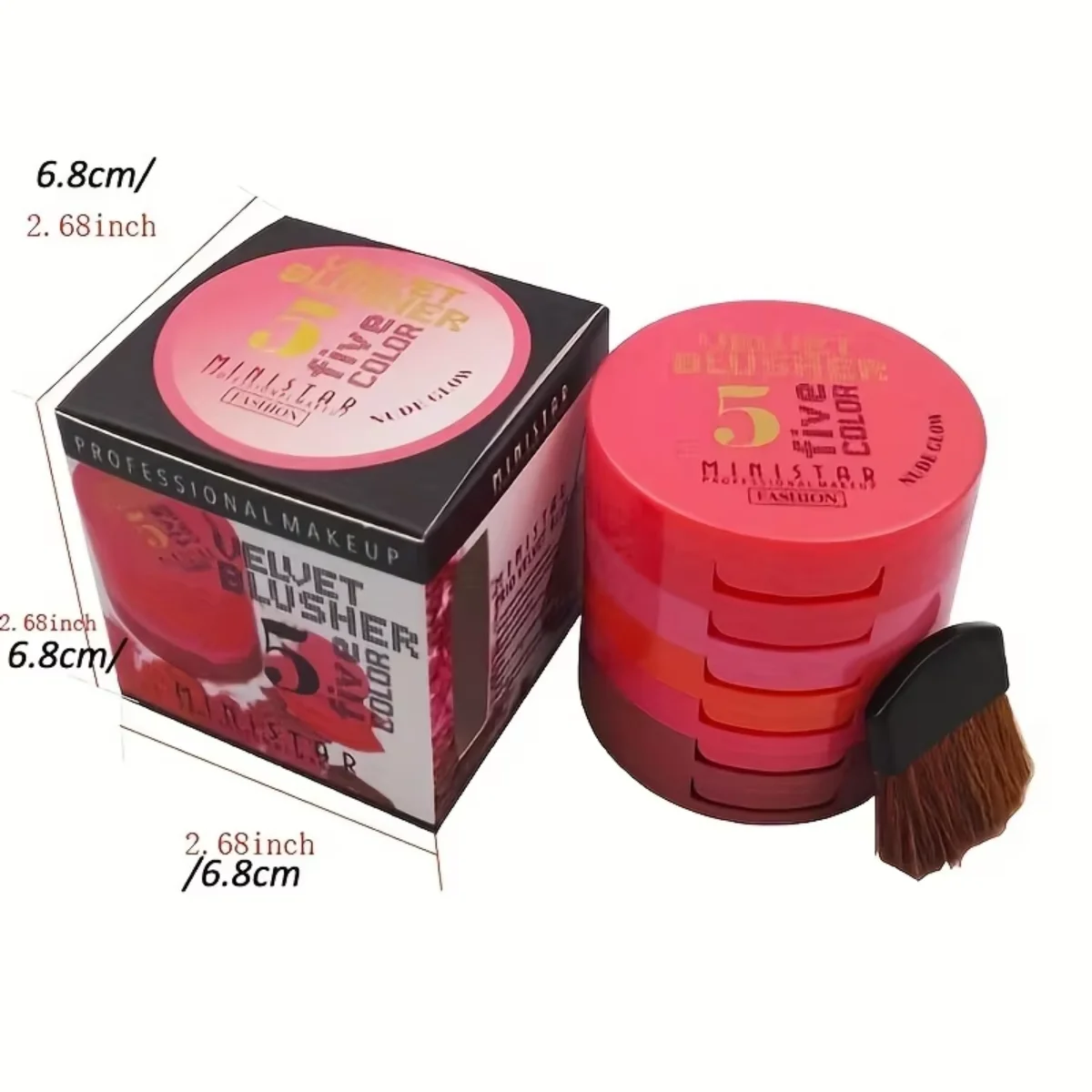 Trucco in polvere compatta con fard multistrato a 5 colori - Fondotinta base viso Cosmetici per guance in polvere pressata con pennello