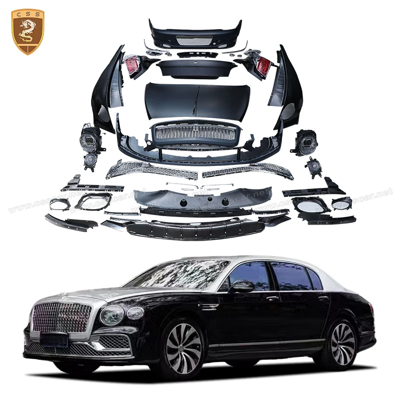 For Bentley Flying Spur Upgrade New 2022-2024 Car Front Rear Bumper Hood Cover Grille Wheel Fender Mudguard PP Plastic Bodykit