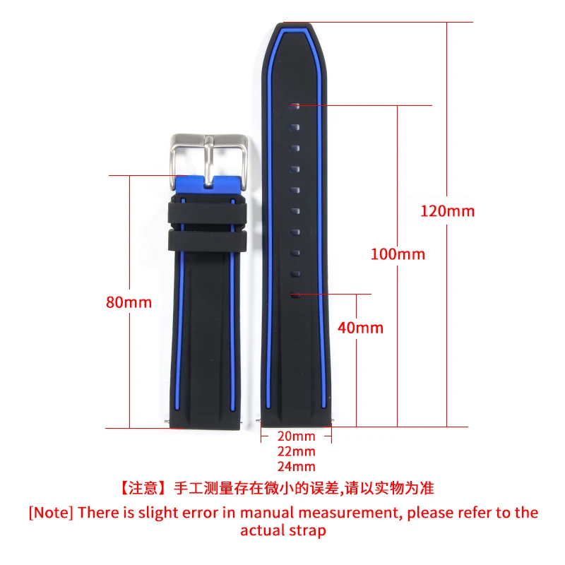 Double-Layer Silicone Comfortable Watch Strap Men for Tissot Mido Seiko Diesel Timex Tag Heuer Rubber 22mm Waterproof Watchbands