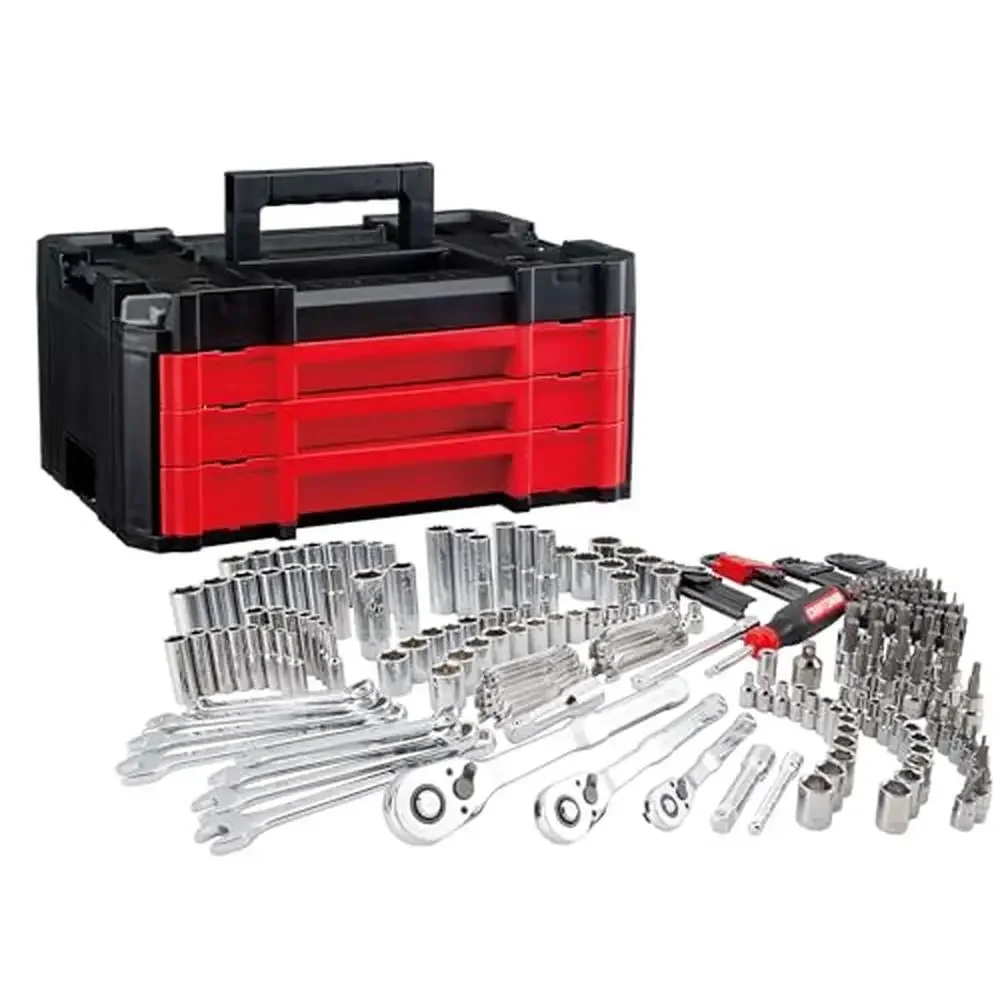 

262-Piece Mechanics Tool Set Master Socket Set 3-Drawer VERSASTACK Box SAE/Metric CMMT45309 Low Profile Ratchet 72-Tooth Arc