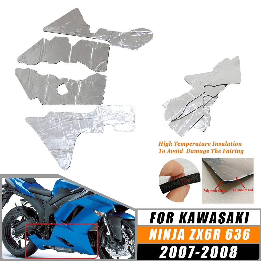 لكاواساكي نينجا ZX-6R 636 2007-2008 ZX6R دراجة نارية الملحقات قبل قطع البطن هدية الحرارة درع حصيرة العزل حماية