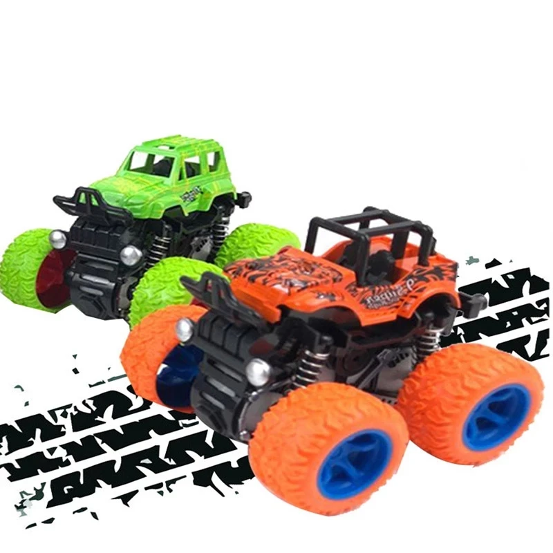 Mini Inertia Car Monster Truck Four-Wheel Drive Vehicle Crashproof Stunt Car Pull Back Toys for Boys Girls Kids Gift