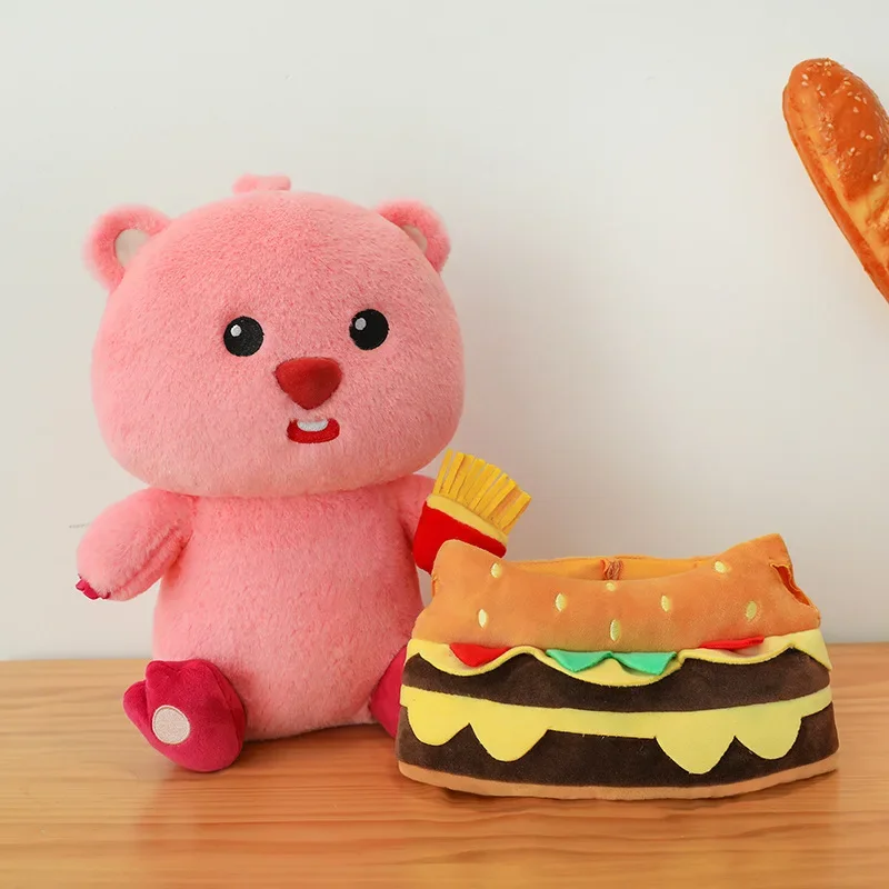 LOOPY Little Beaver Burger Plush Toy Cross-dressing Doll Girls Room Decoration Sofa Ornament Children's Christmas Surprise Gift