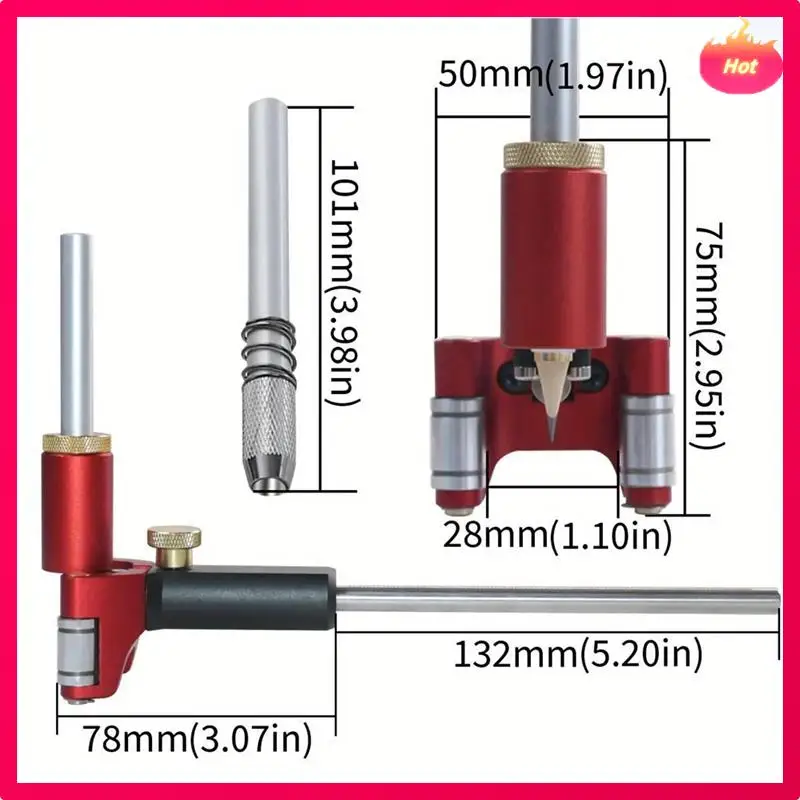 New Multifunction Wheel Marking Scribing Tools Precision Marking Linear Arc Dual-Purpose Scriber Solid Metal Bar Scribe Tool
