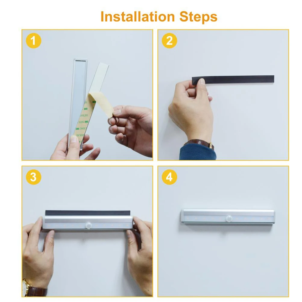 Wireless Remote Control Dimming Night Light LED Controlled Cabinet Lamp Cupboard Lights