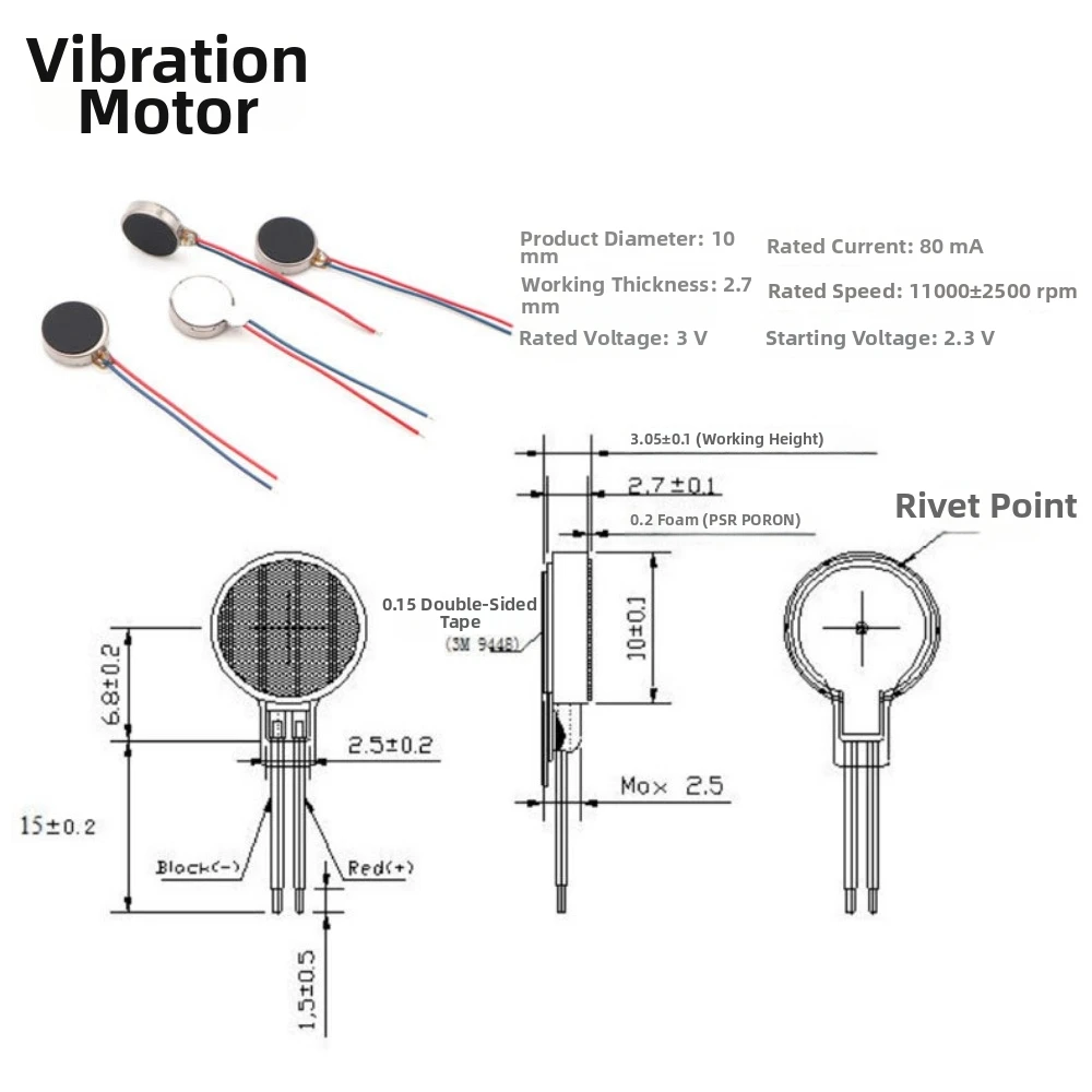 5pcs 10*2.7MM 1027 Micro Vibration Motor Direct Current DC 3V Flat Coin Button-Type Motor Mobile Cell Phone Pager Tablet Parts