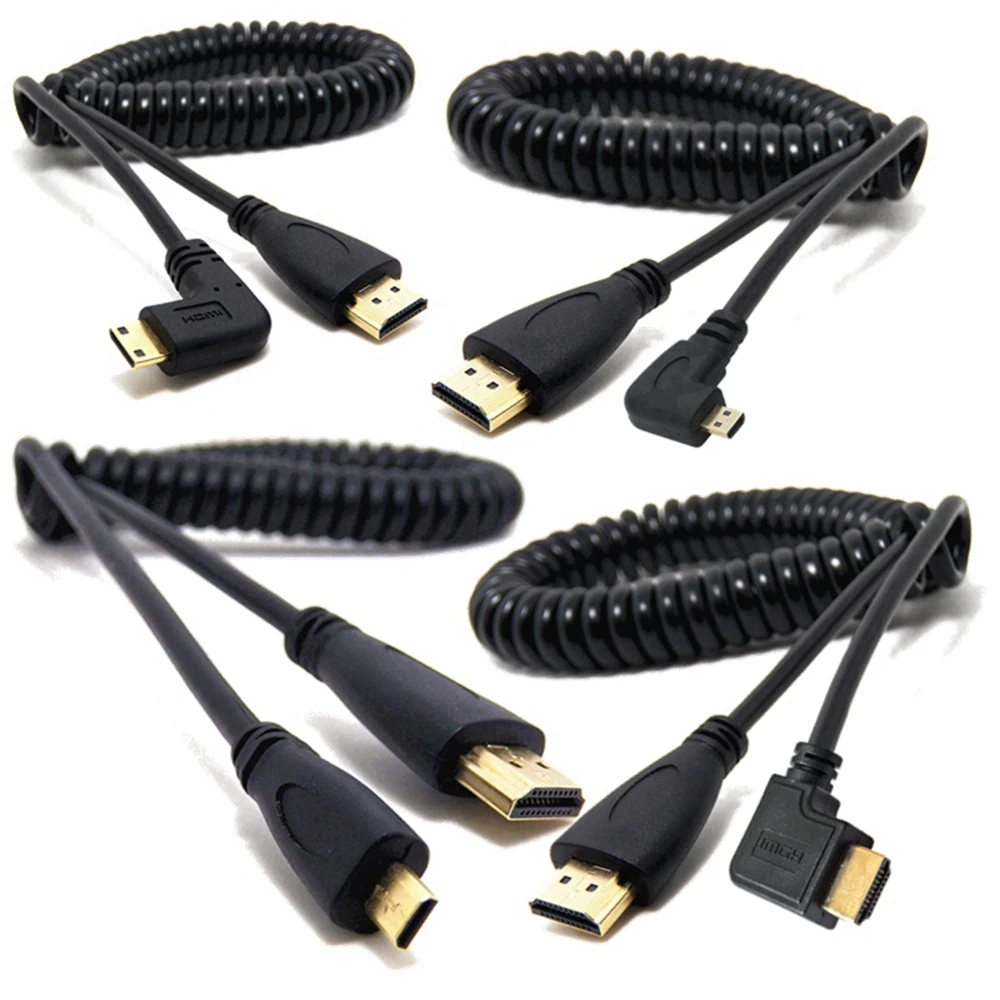 

MICRO HDMI to HDMI high-definition spring cable with interchangeable 1.4 version straight head swivel