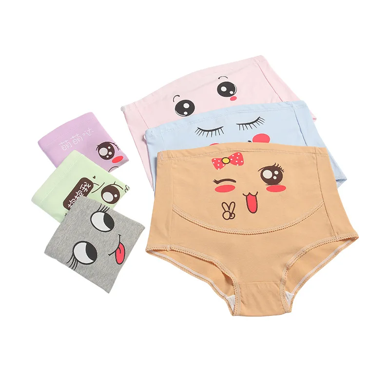 Cotton Pregnancy Panties Intimates Maternity Bandage Adjustable Belly Cartoon Solid Color Underwear Clothing For Pregnant Women