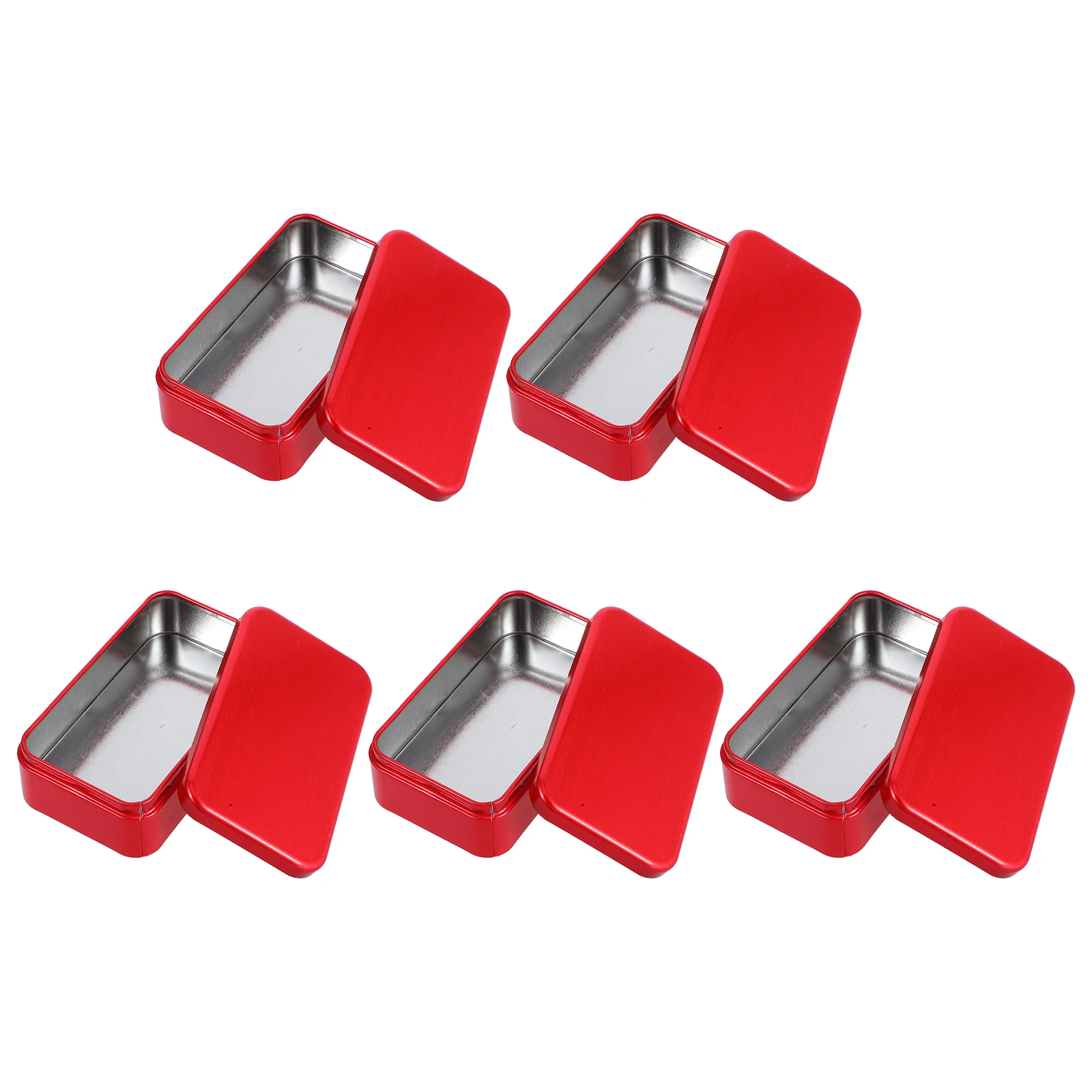 5 قطعة مربع نحى القصدير مجموعة صناديق السلس تخزين المعادن الحاويات للمجوهرات الخرز عملات حبوب الحلوى الشاي وجبات خفيفة علب مستطيلة #1
