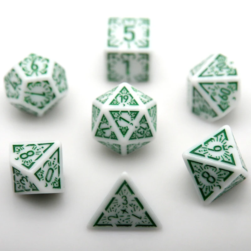 7PCS/set Multi-sided Dice New Textures Pattern Games Dice for DnD RPG Games Family Party Funny Table Games Accessories view 2