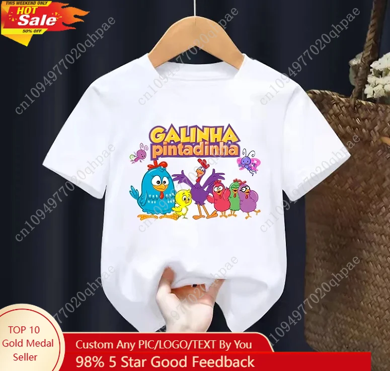 

Kids Summer Cute Contos CláSsicos Com A Galinha Pintadinha Cartoon Tshirt Boys Fashion Girls TshirtsTops