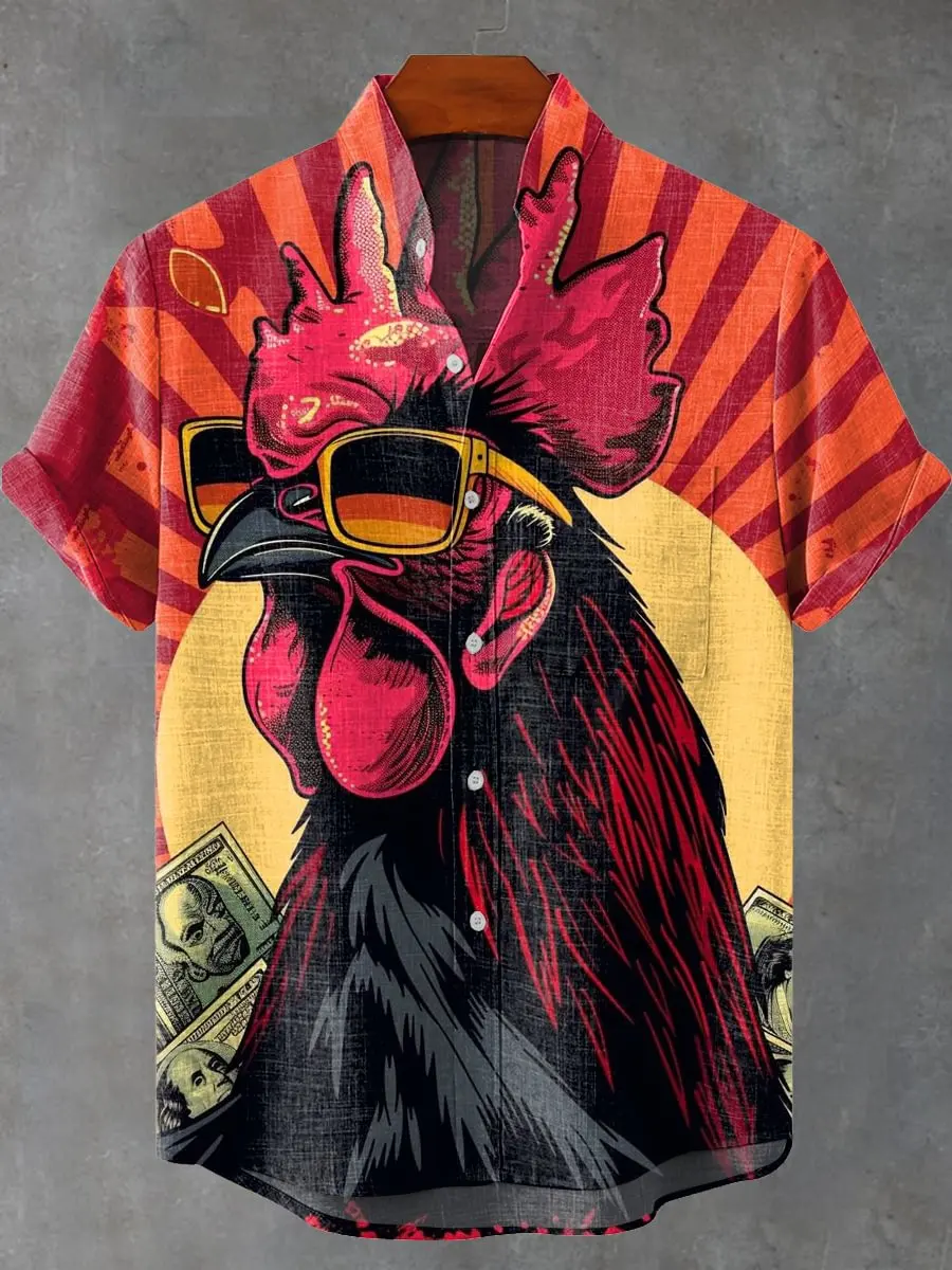 New fashionable casual loose pattern printed shirt with casual buttons and breathable top suitable for outdoor travel