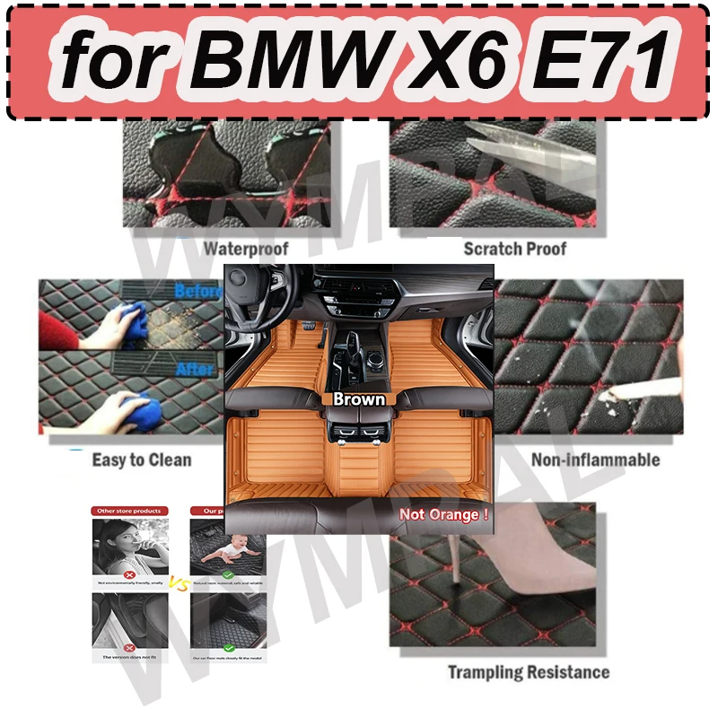 

LUXURY Custom Automotive Car Floor Mats For BMW X6 E71 2008 2009 2010 2011 2012 Auto Luxury Leather Men Women Car Mats