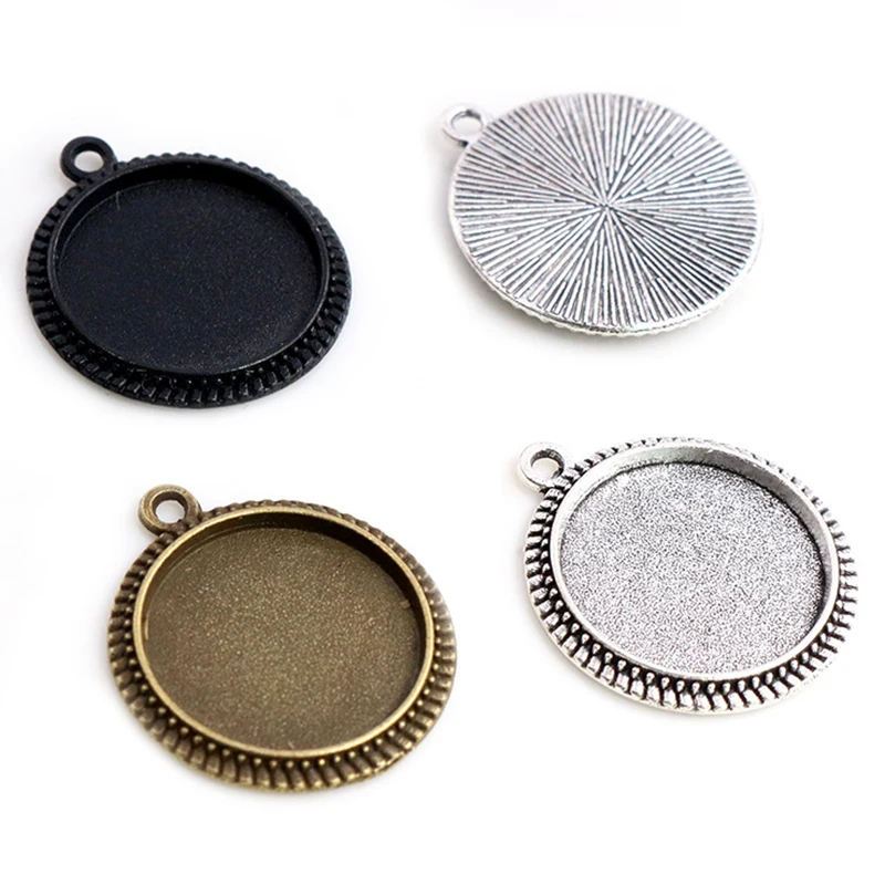 

20pcs 16mm Inner Size Antique Bronze And Silver Plated Simple Style Cabochon Base Cameo Setting Charms Pendant