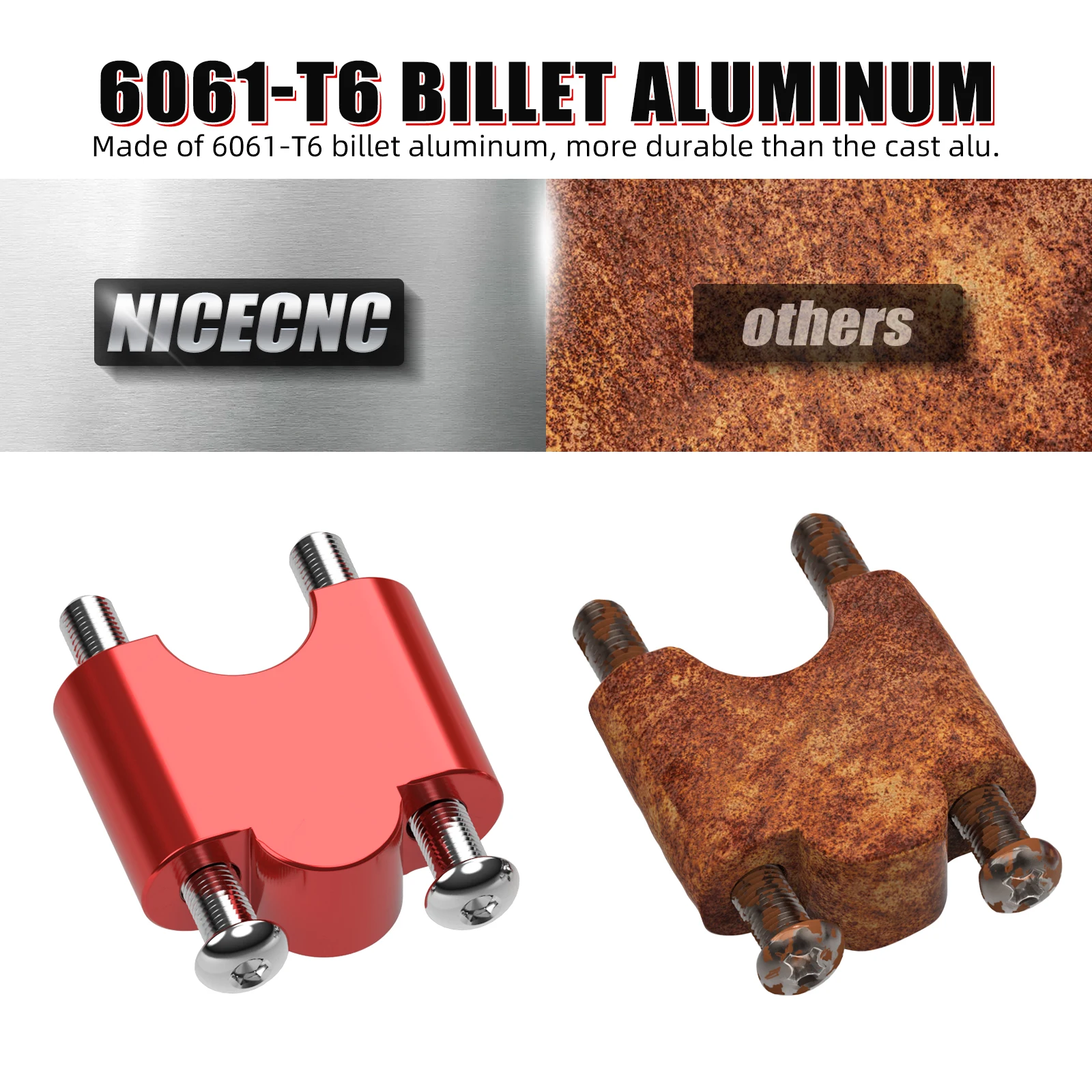 NICECNC For Yamaha Raptor 700 700R 2013-2026 Handle Bar Clamps Mount Risers Fit 0.85