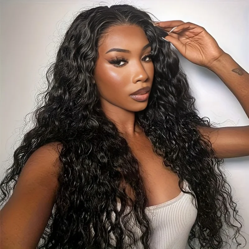 

40 Inch Curly Wave Human Hair 13x6 Hd Transparent Lace Frontal Wigs Black Brazilian 100% Deep Water Wave Wig For Women Choice