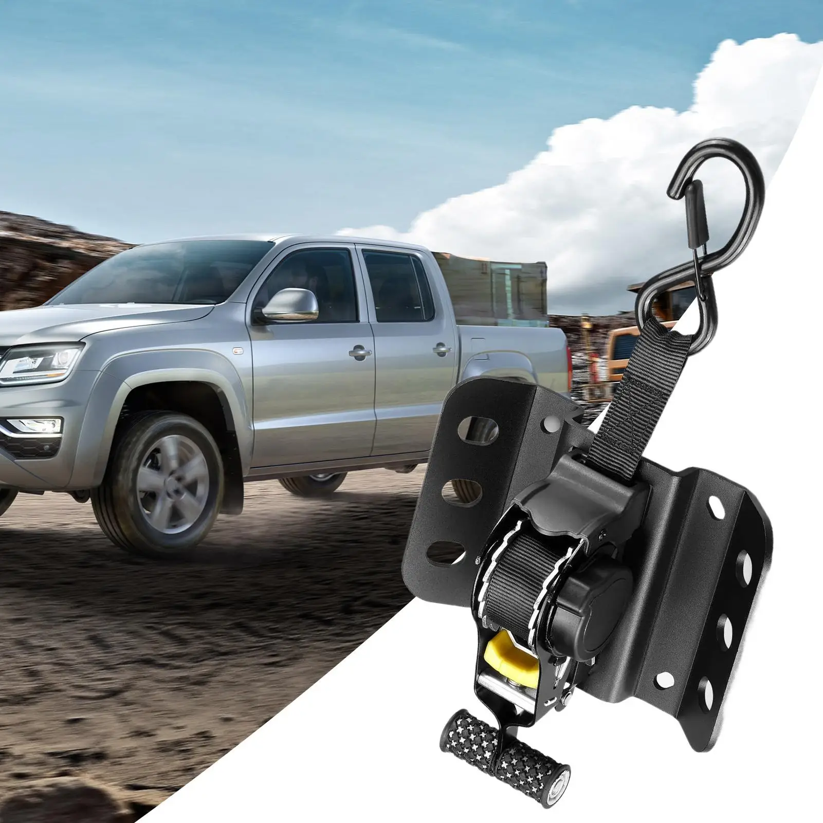Pasy mocujące z napinaczem samozwijającym się, akcesoria do ładunku w kieszeni ładunkowej ciężarówki, motocykla, samochodu, kajaka, roweru, przyczepy.
