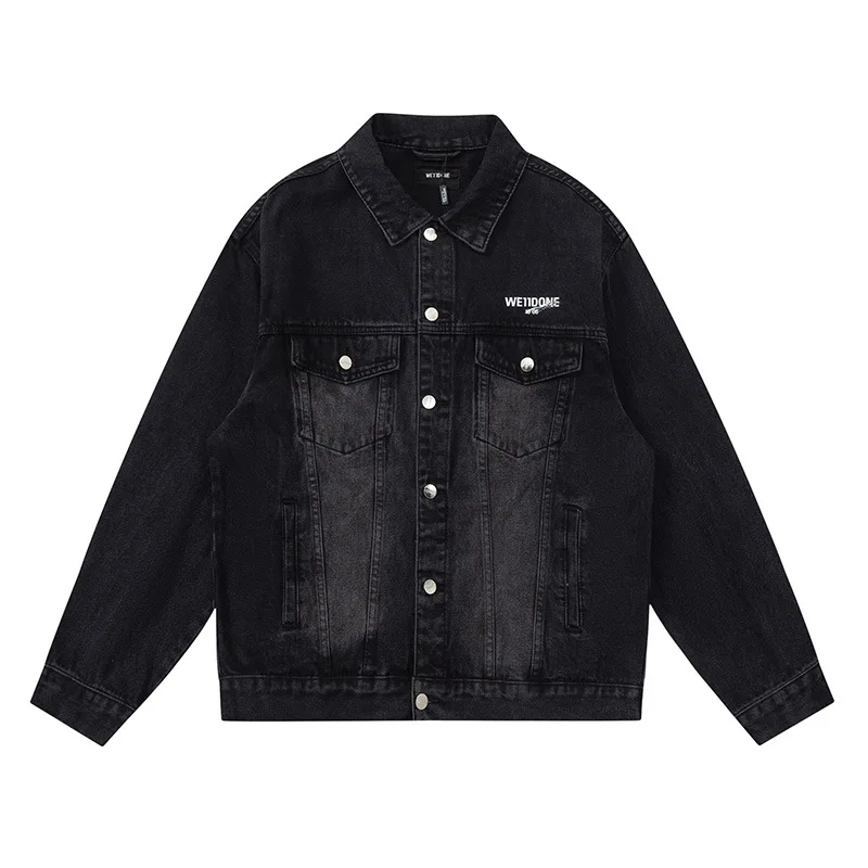 Stylish Classic Graffiti Letter Water Washed Denim Jacket For Men And Women