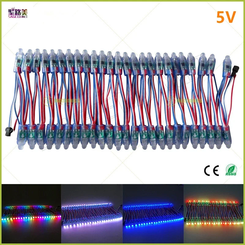 Guirxiété lumineuse LED adressable pour vacances de Noël, fil de lumière, technologie, noir, vert, blanc, RWB, DC5V, 12V, WS2811 IC, 12mm, 500 pièces par lot