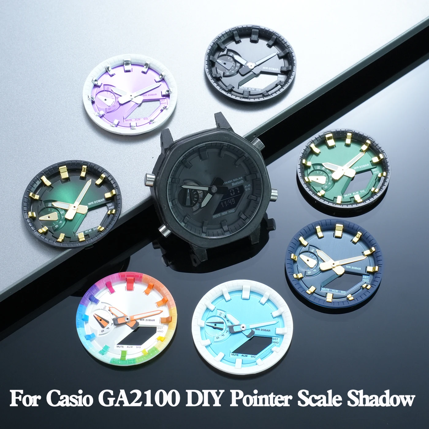 

GA2100 Watch Dial Mod Kit For Casio GA-2100 DIY Watch Hands Scale Index Inner Shadow Ring Watch Repair Parts Accessories For Men